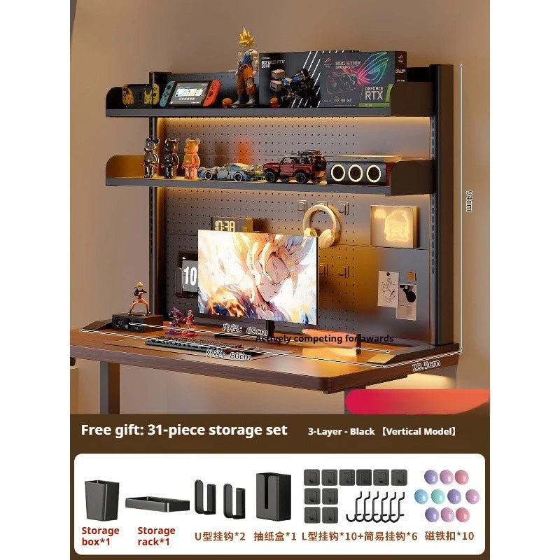 Clamp On Desk Shelf Pegboard Adjustable 2/3 Tier