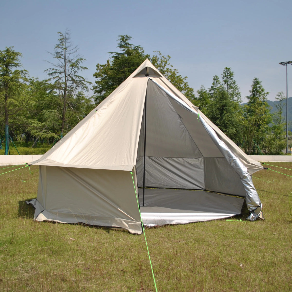 Person Large Pyramid Tent Four Seasons Camping Chimney