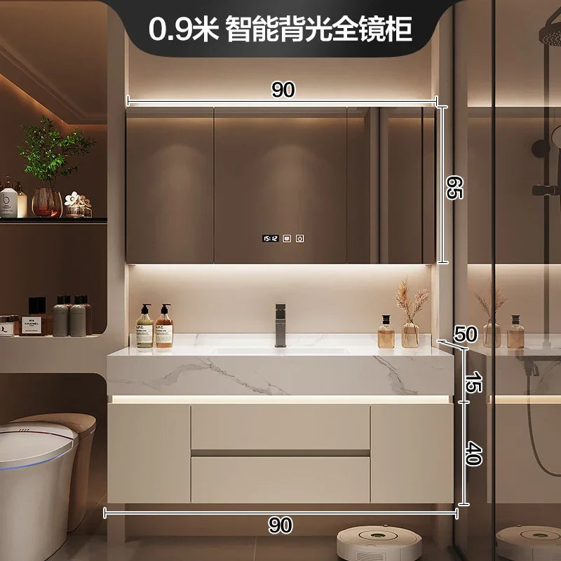 Partitions Storage Bathroom Cabinet Organizer Mirror Wall Shelves