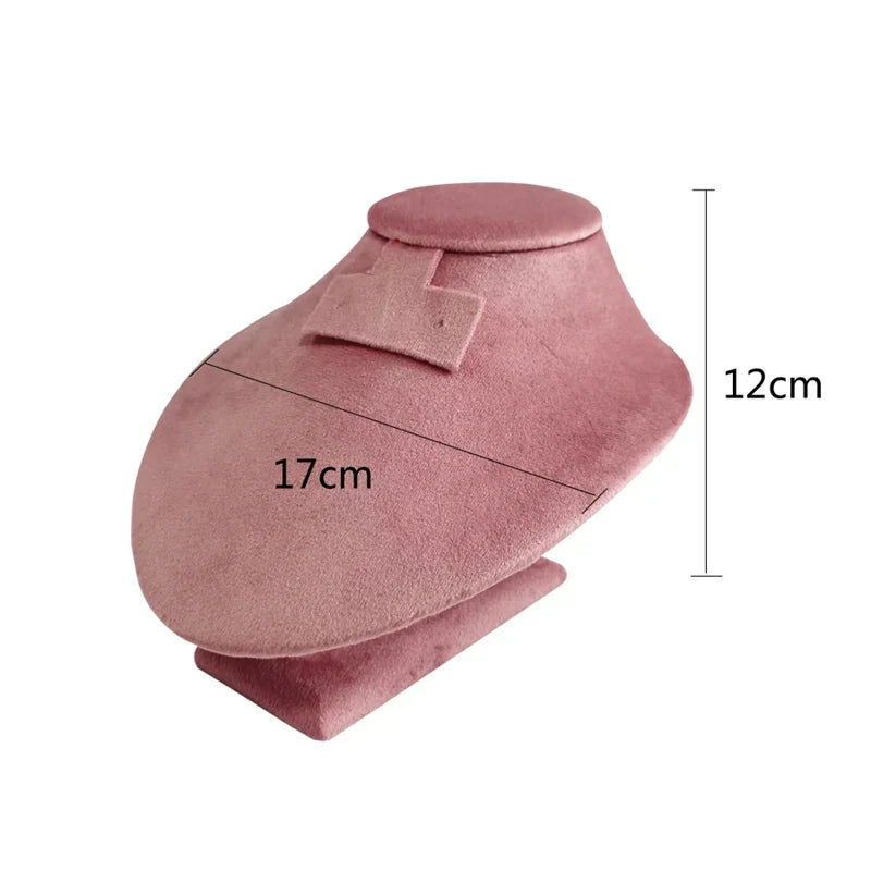 Pink Velvet Necklace Jewelry Portrait Neck Display Stand