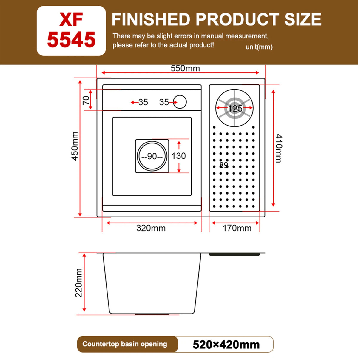 Hidden Sink Stainless Steel Bar Sinks Apartment Embossed