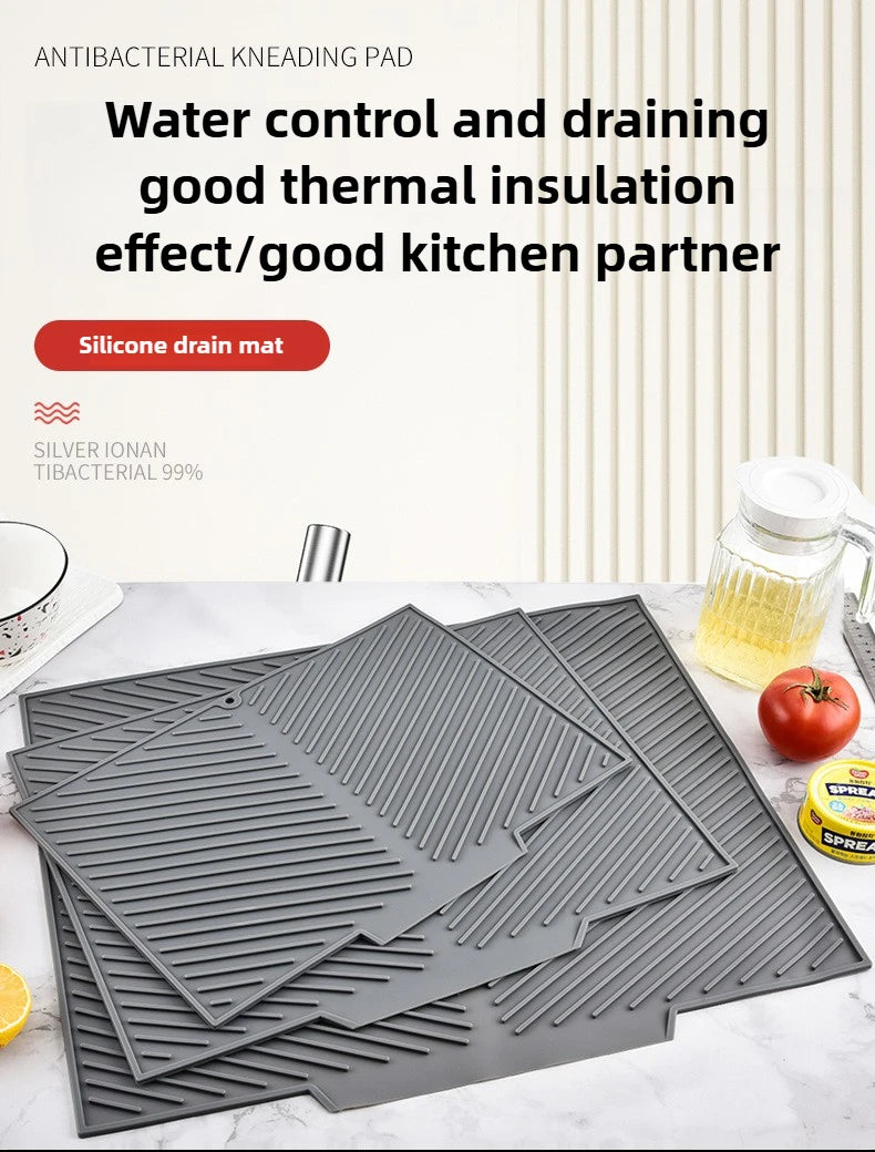 Dish Drying Mat-Silicone Drying Pad Counter Non-Slip Drain