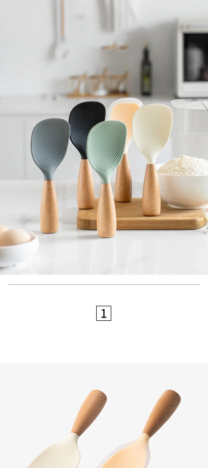 Non-Stick 1pcs Silicone Rice Spoon Cooking Spoon Anti-Scalding