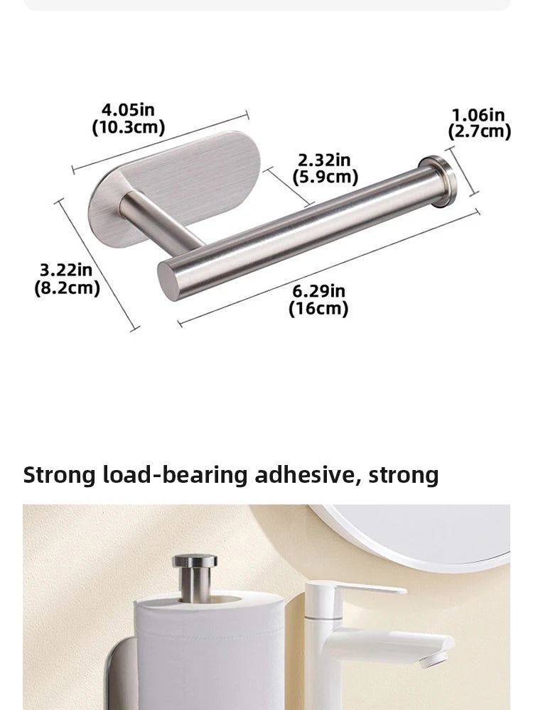 1pc Stainless Steel Paper Towel Holder No Punch