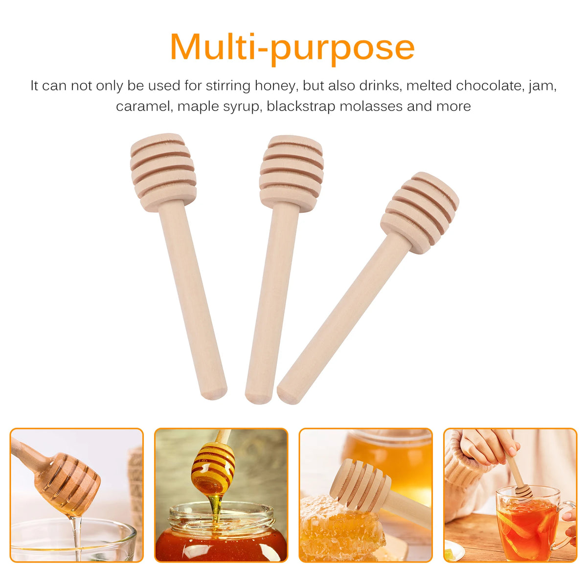 Honey Stir Bar Mixing Handle Jar Spoon Wooden