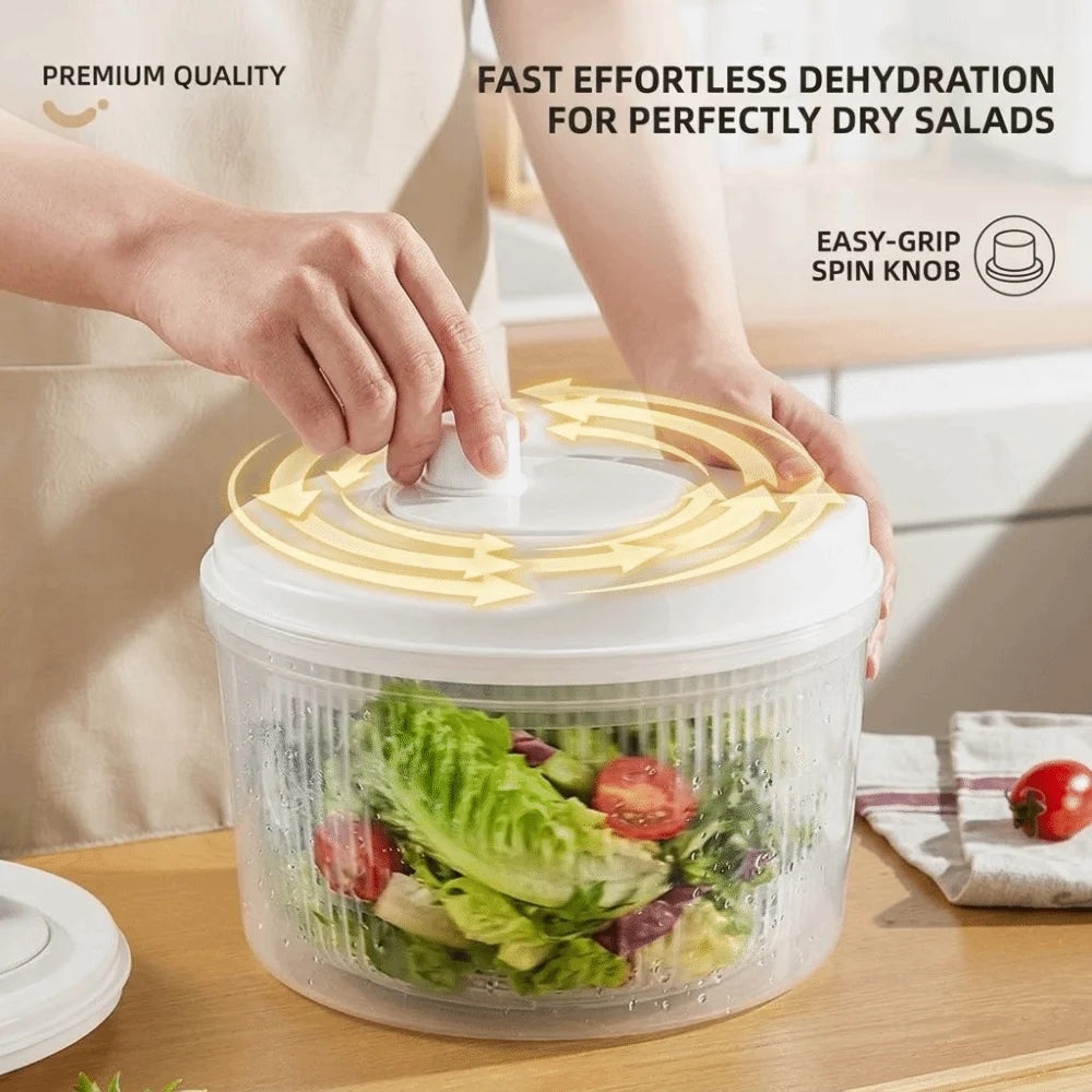 White Vegetable Dehydrator Salad Spinner Dryer Fruit Lettuce
