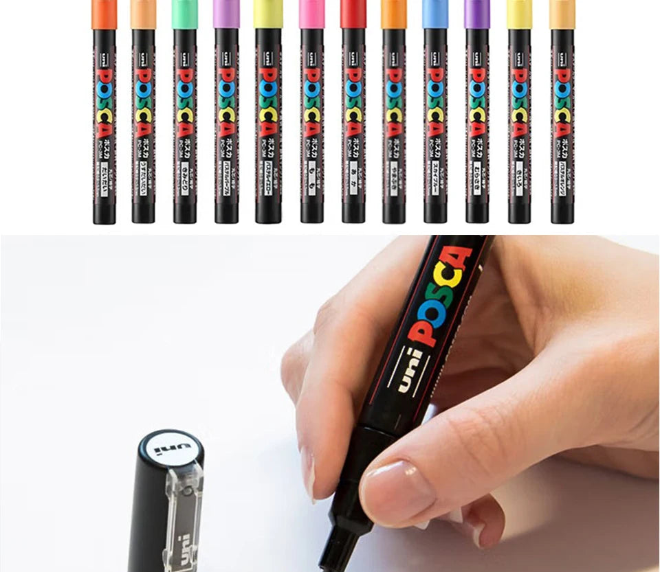 Uni Posca Markers Colors Pc-1m/3m/5m Acrylic Gift Box