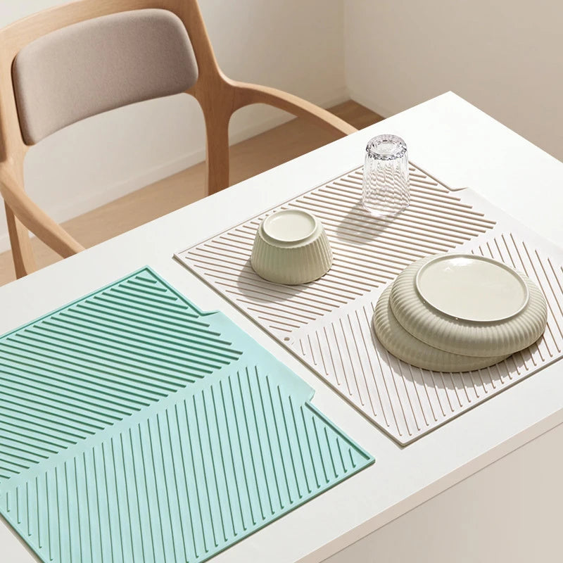 Dish Drying Mat-Silicone Drying Pad Counter Non-Slip Drain