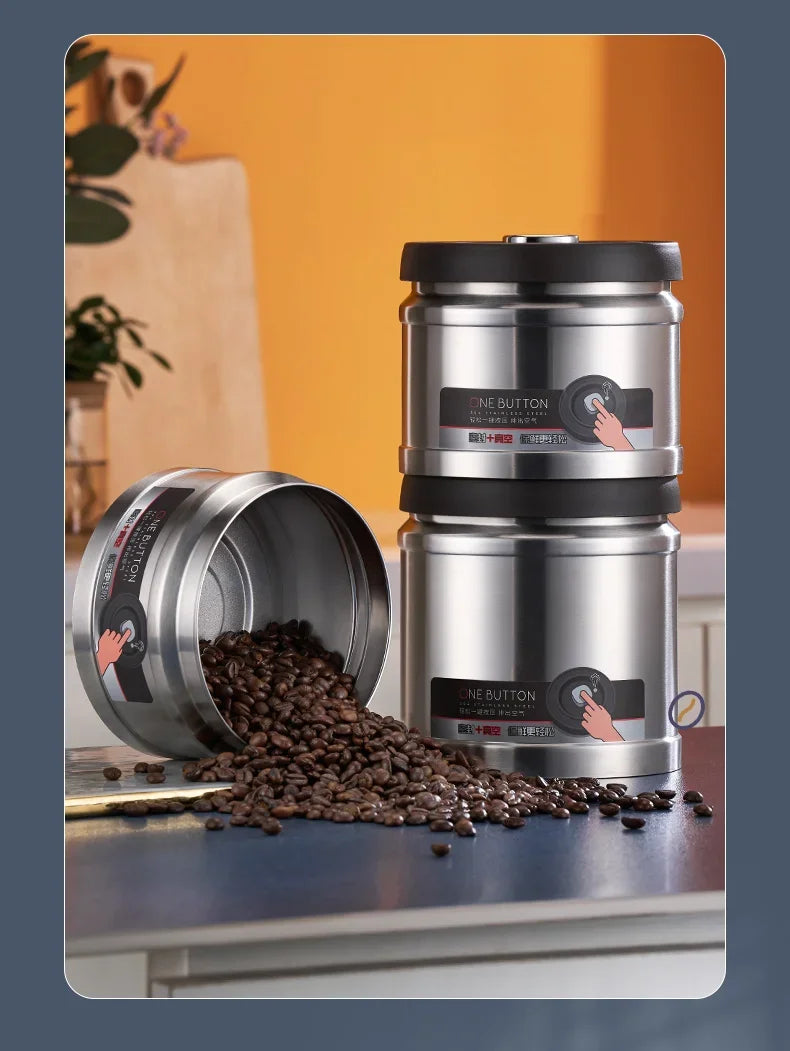 Vacuum Sealed Jug Coffee Beans Stainless Steel Airtight