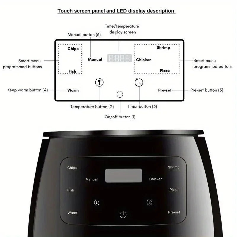 6l Large Capacity Digital Touch Air Fryer Multi