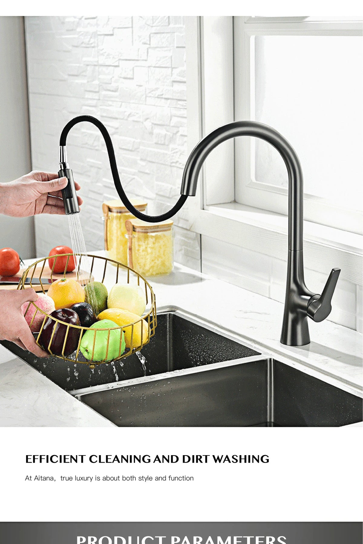 Aitana Modern Brushed Gold Faucet Handle Hole Ceramic