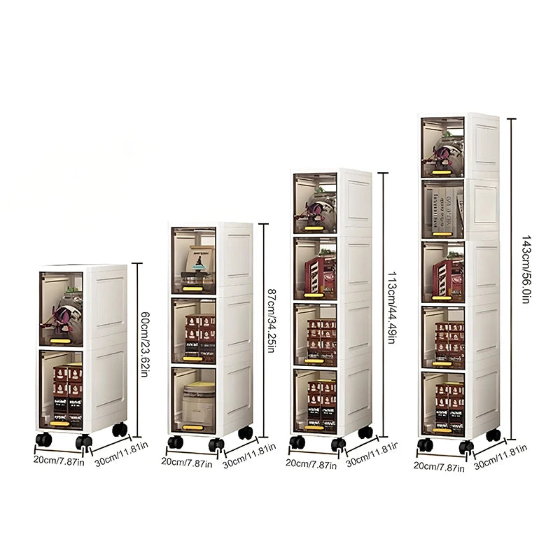 White Foldable Storage Cabinet Bathroom Organizer Slim Cabinet