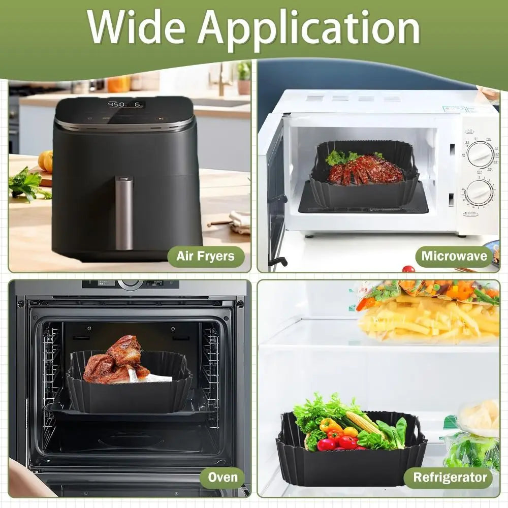 Large Size Silicone Airfryer Basket Liners Square Shape