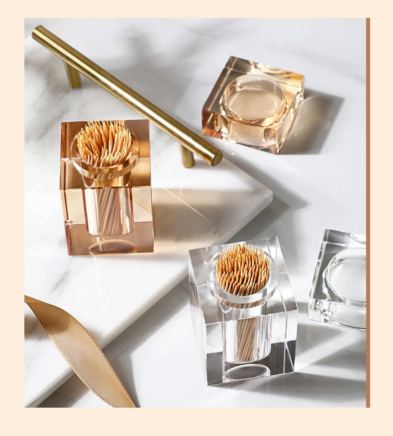 Luxury Crystal Glass Toothpick Box Barrel Dining Table
