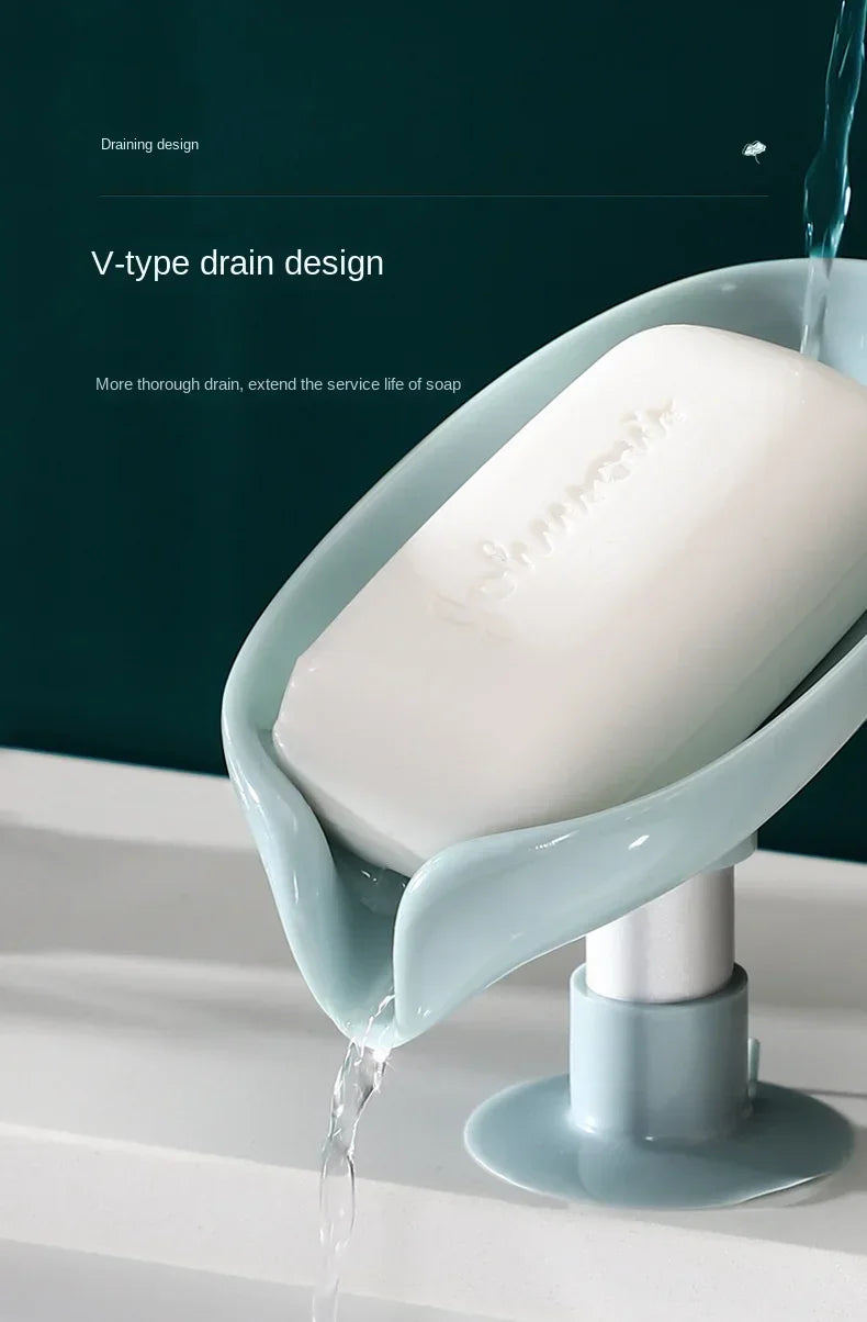 Drain Soap Holder Leaf Shape Soap Box Suction