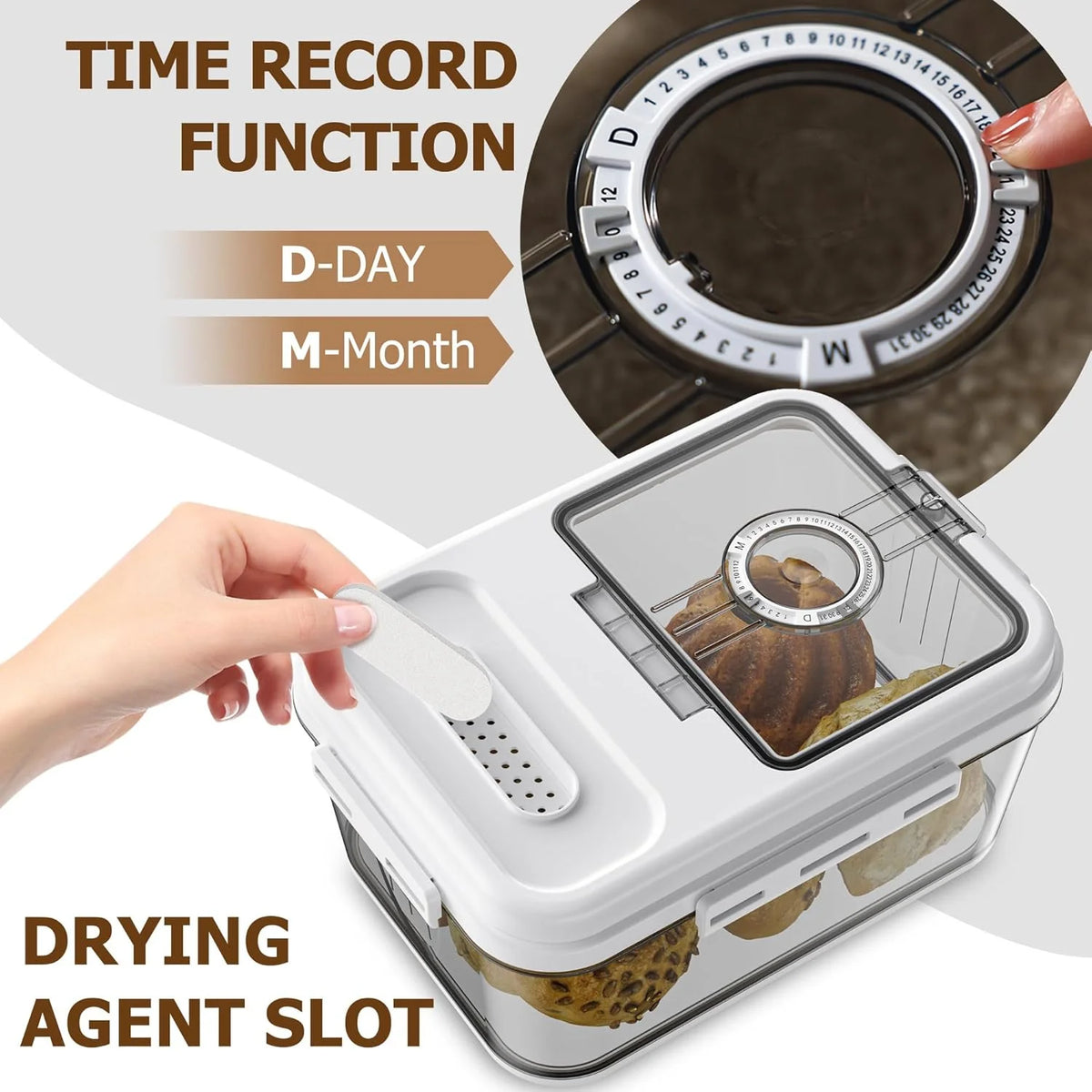Bread Box Countertop Airtight Bread Storage Container Time