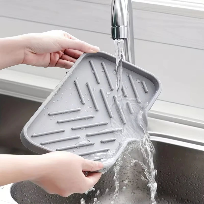 Sink Silicone Tray Drain Soap Sponge Storage Holder
