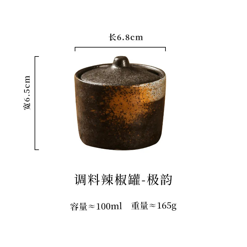 Japanese Style Vintage Ceramic Seasoning Jar Chili Storage