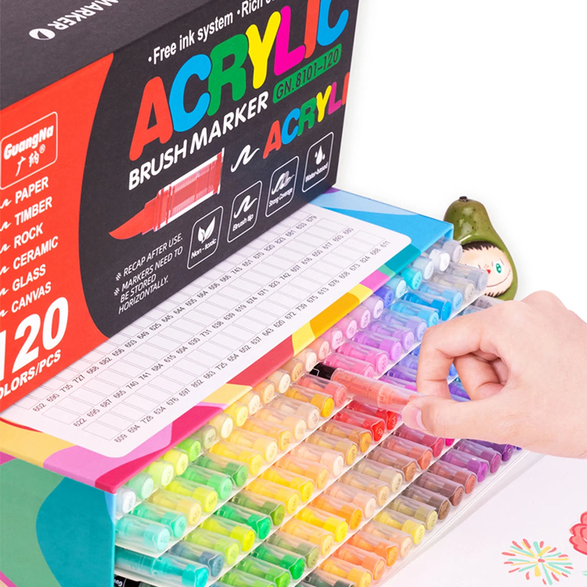 Guangna Acrylic Paint Markers Brush Tip Direct-Liquid Ink