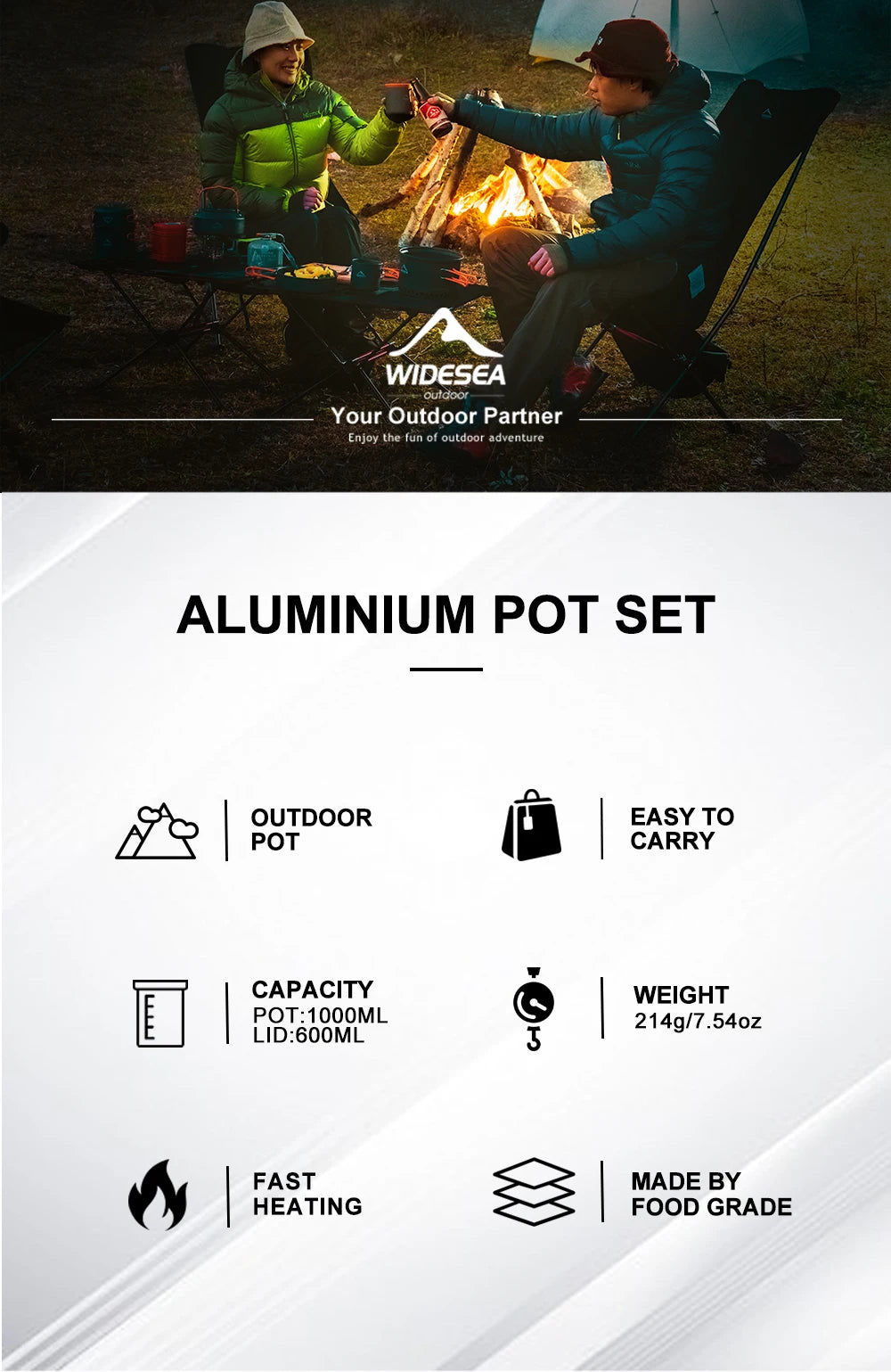Widesea Camping Tableware Outdoor Cooking Camping Cookware Travel