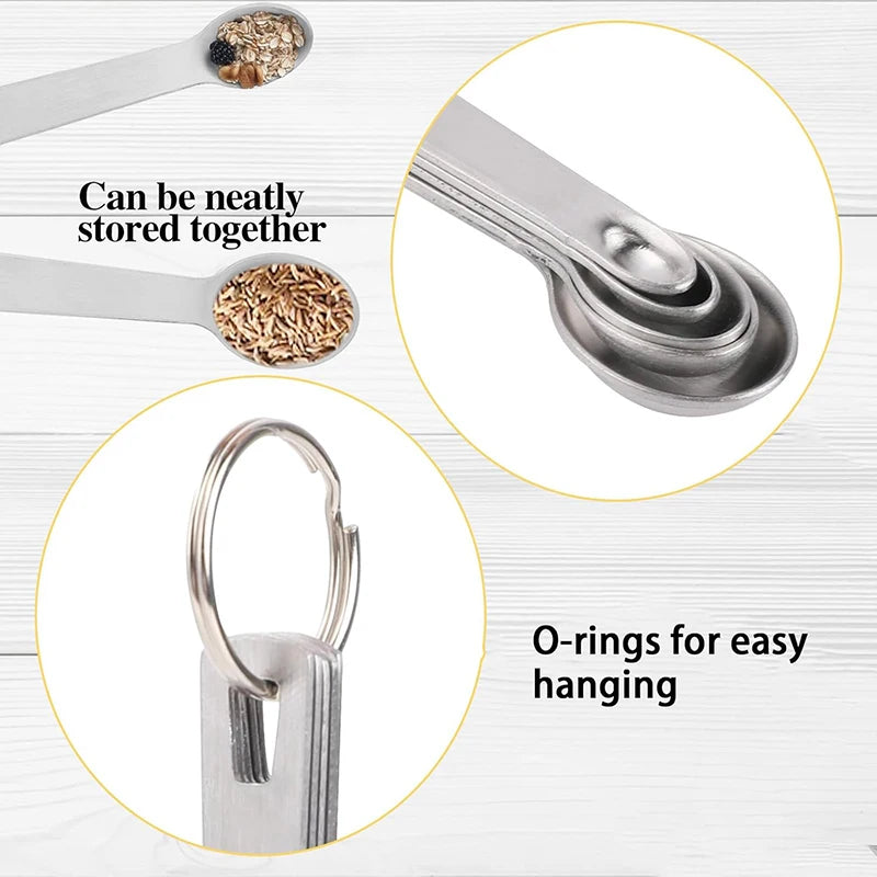 5pcs Measuring Spoon Stainless Steel Cooking Spoons Long
