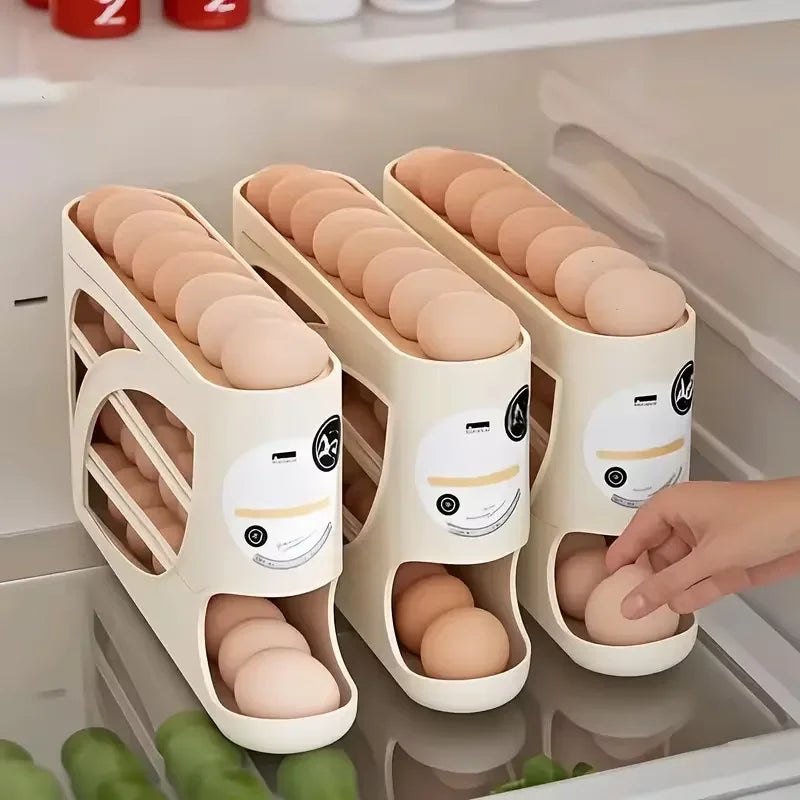 2-3 Tier Rolling Egg Storage Container Refrigerator Holds