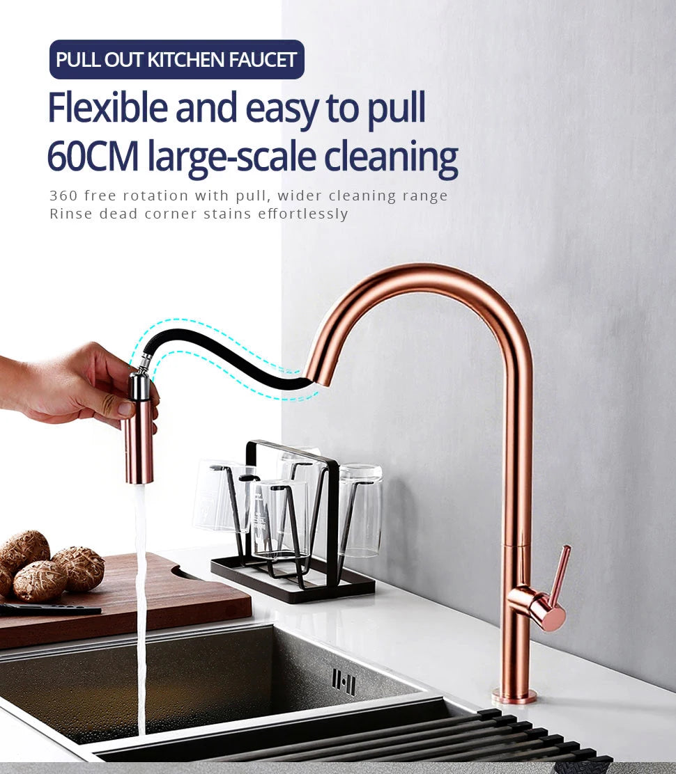 Brushed Rose Gold Faucet Pull Down Sprayer Handle