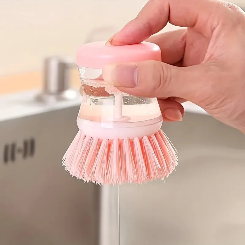 1pc Press-Type Liquid Dishwashing Brush - Pot Cleaning