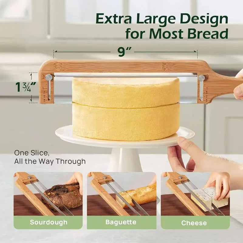 Sourdough Bread Slicer Bow Saw Cutter Double-Sided Adjustable
