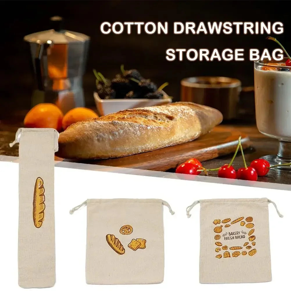 Linen Bread Bags Reusable Drawstring Large Washable Storage