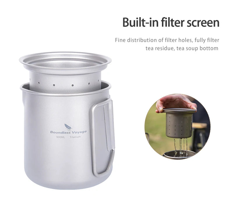 Boundless Voyage 5l Titanium Kettle Camping Coffee 500ml