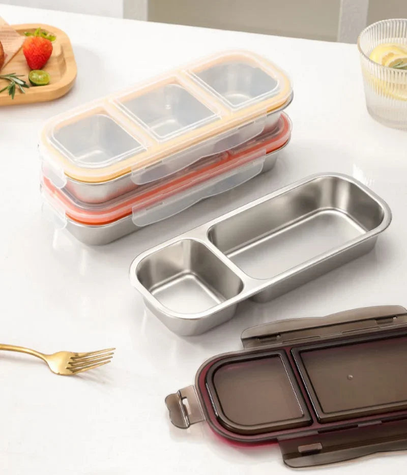 304 Stainless Steel Bento Box Lid Compartments Divides