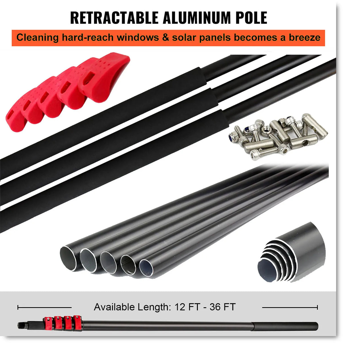 Water Fed Telescopic Pole Telesbrush Window Solar Photovoltaic
