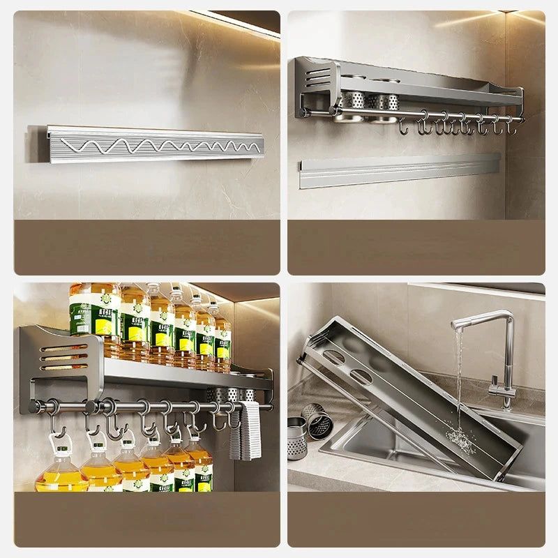 Wall-Mounted Organizer Shelf Spice Storage Rack Seasoning