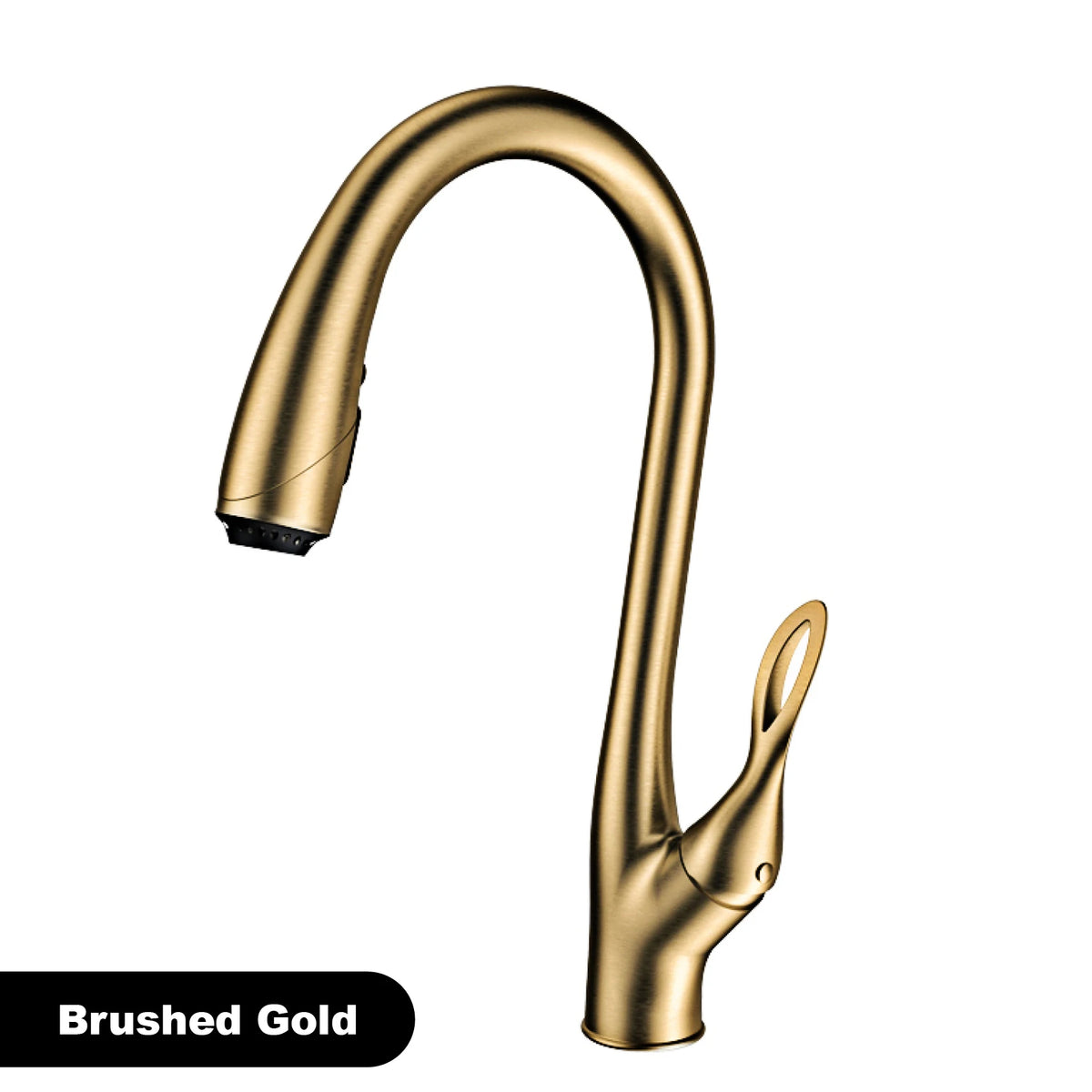 Brushed Gold Brass Faucet Pull Out Sprayer Ceramic