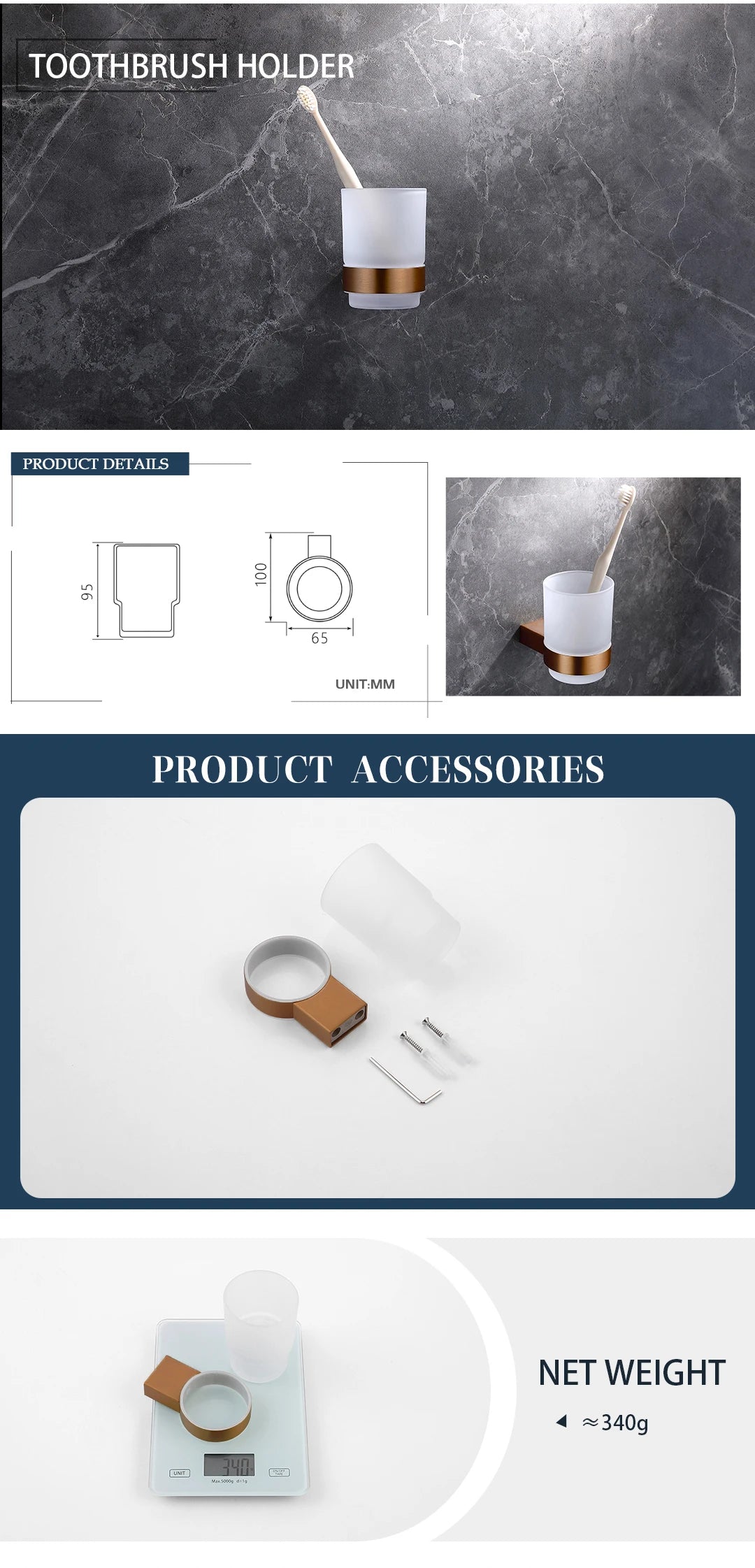 Brushed Rose Gold Storage Rack Towel Bar Tissue