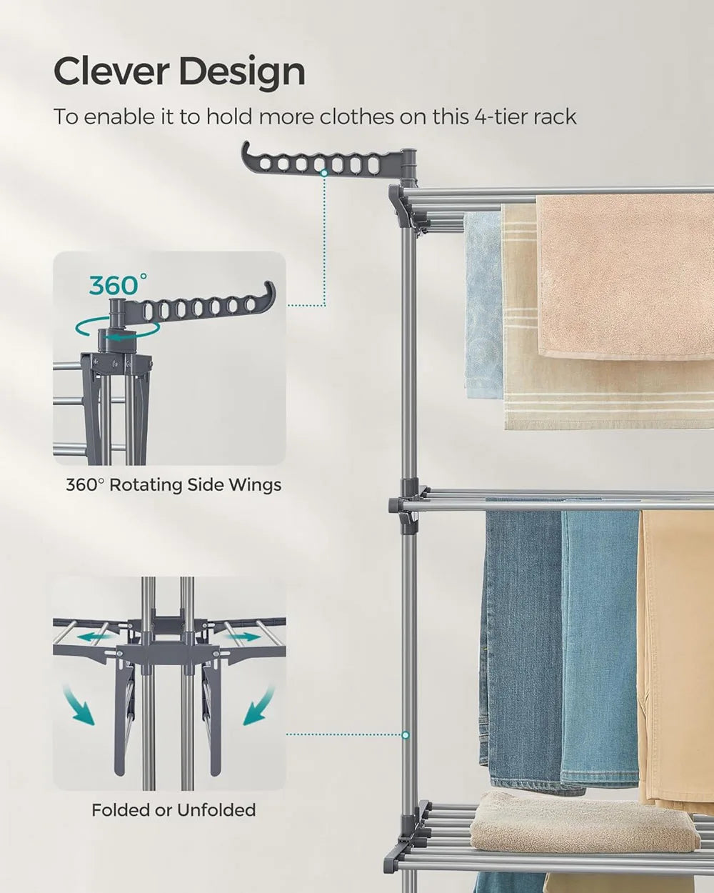 Large Clothes Airer Foldable Plastic Clothes Drying Rack