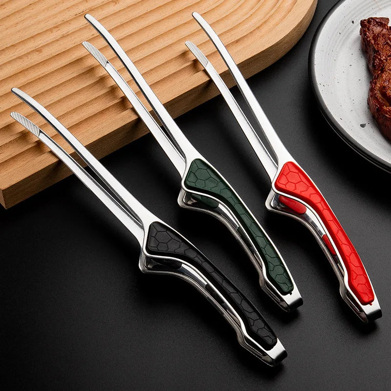 1pc Stainless Steel Tongs Serving Tongs Cooking Metal