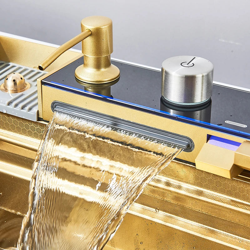 Brushed Golden Smart Digital Display Integrated Sink