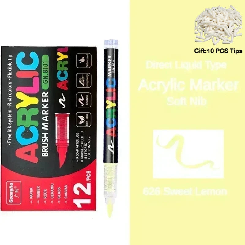 Guangna 12-360 Colors Acrylic Paint Pens Pencil Brush
