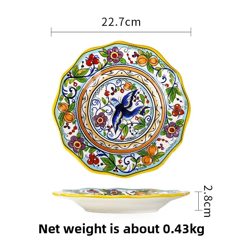Hand Painted Ceramic Plate Creative Irregular Steak Dish