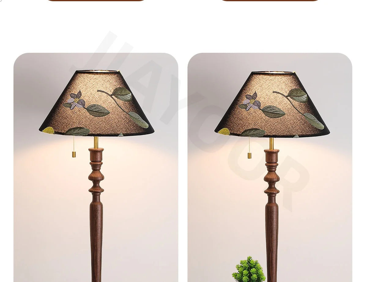 French Retro Solid Wood Floor Lamp Living Room