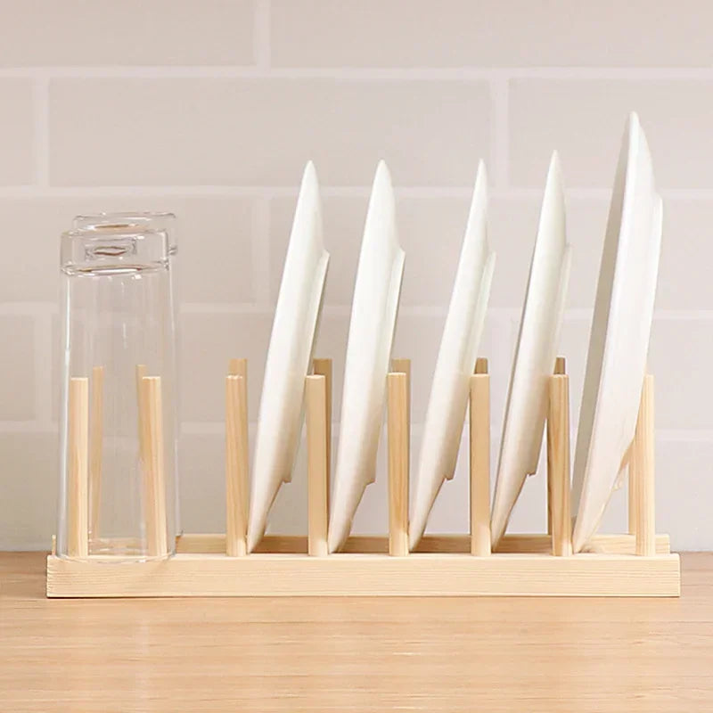 Diy Locker Bamboo Drain Rack Wooden Plate Rack