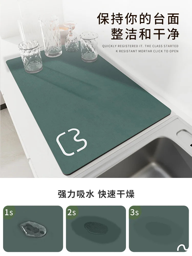 Dish Drying Mat Absorbent Quick Dry Coffee Drain
