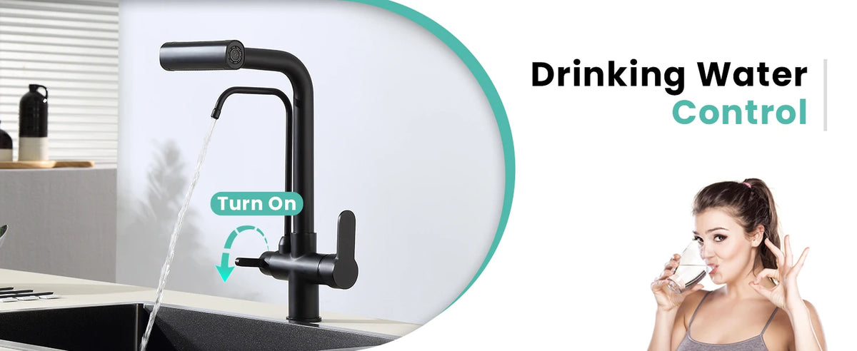 Way Pure Water Filter Faucets Black Pull Out