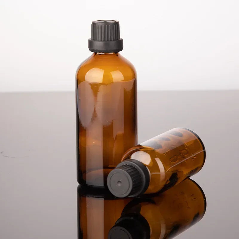Tawny Fine Oil Bottle Big Head Brown Glass