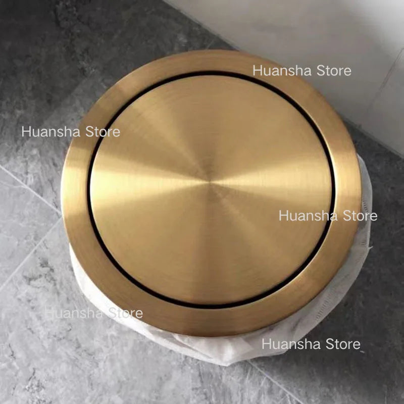 Stainless Steel Trash Can Gold Bathroom Bedroom Recycle