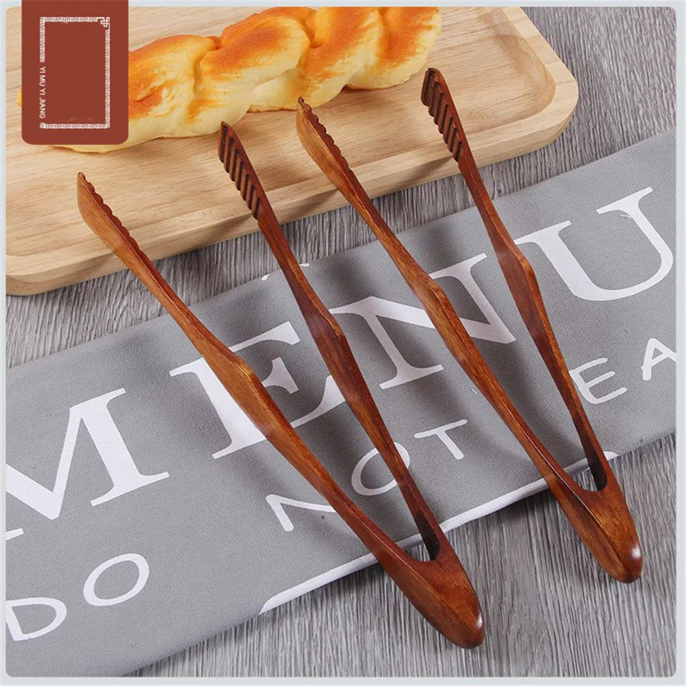1pc Bamboo Cooking Tongs Food Bbq Salad Bacon