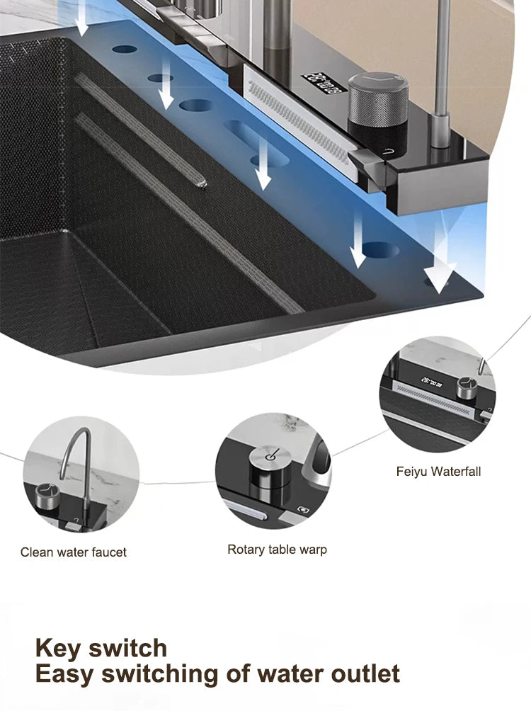Sink Stainless Steel Waterfall Sinks Extra Large Slot