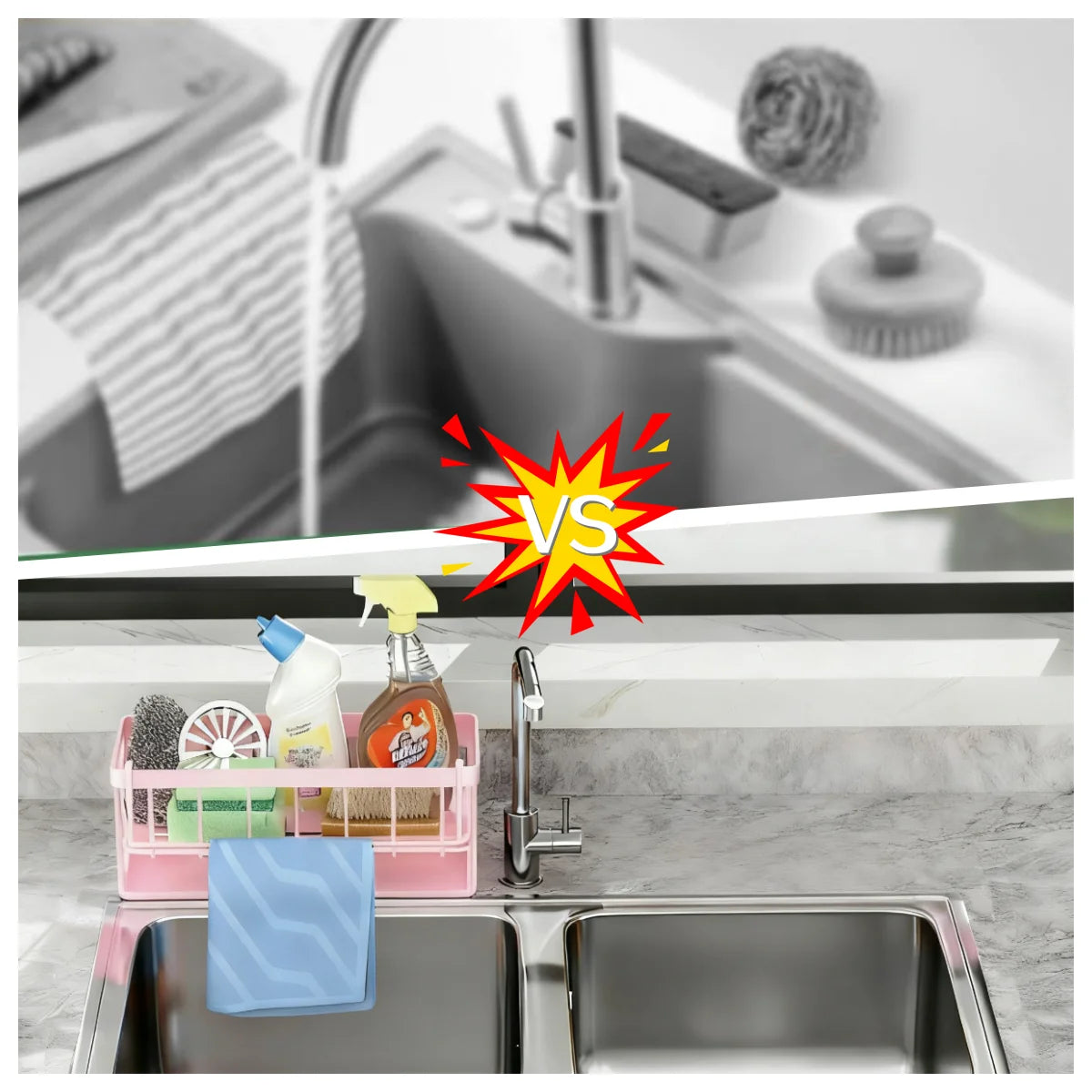 Sink Caddy Sponge Holder Self-Draining Sink Organizer Soap